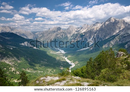 high view of Valbona Valley National Park, Albania 