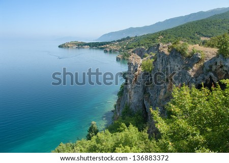 coast of Ohrid lake near Trpejca, Republic of Macedonia 