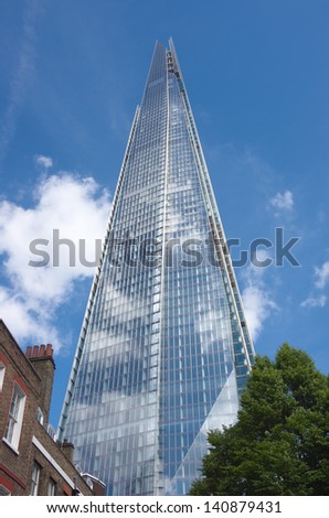view Shard building from St. Thomas Street on May 25, 2013 in London. The Shard, the tallest building in Europe, opened to the public on February 2013