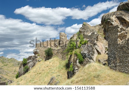 fortified walls of Marko's Towers near Prilep, Republic of Macedonia