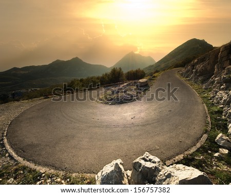 hairpin mountain road to the Lovcen National Park, Montenegro
