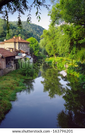 houses on Tryavna River, Bulgaria
