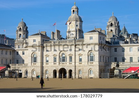 London Horse Guards, the parade takes place in the ground in front of the building