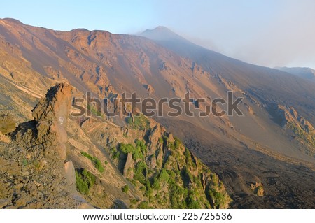steep slope of Bove Valley and Etna summit crater south-east, Sicily