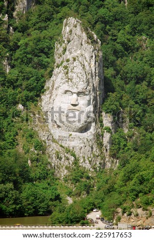 rock sculpture of Decebalus in Iron Gates Natural Park, Romania