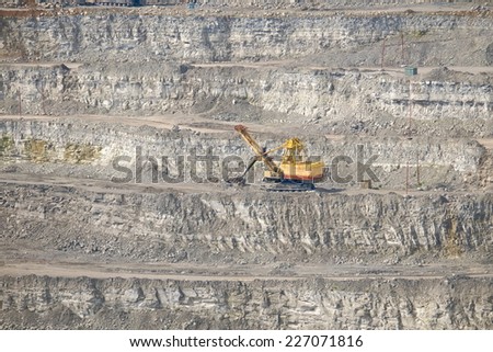 excavator machine in a quarry site near Pljevlja, Serbia