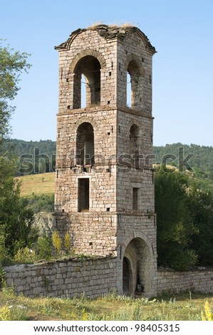 the belltower of the St. Mary church in Voskopoja (Moscopole), Albania