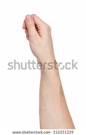 Man Hand Hands To Hold Paper Card, Isolated On White
