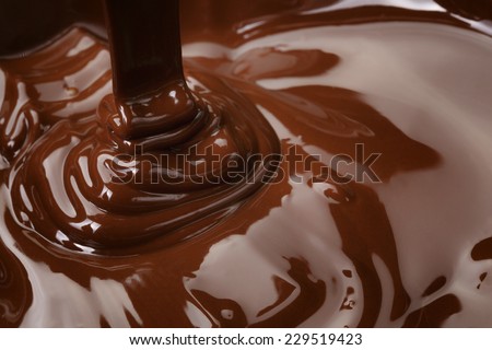 melted dark chocolate flow, candy or chocolate preparation background