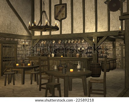 La Isla de los Malditos Stock-photo-medieval-tavern-22589218