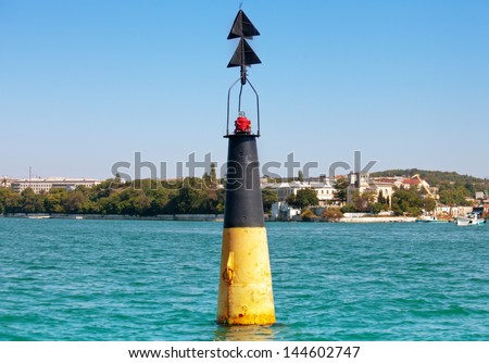Navigation buoy in the sea