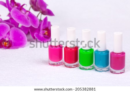 Colorful nail polish for manicure