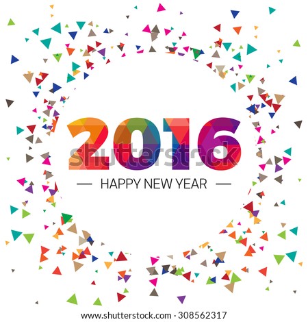 Happy new year 2016 paper text triangular scatter Design