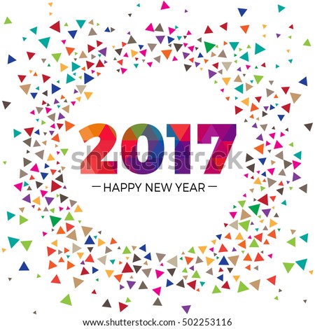 2017 Happy New Year text colorful scatter effect graphics design