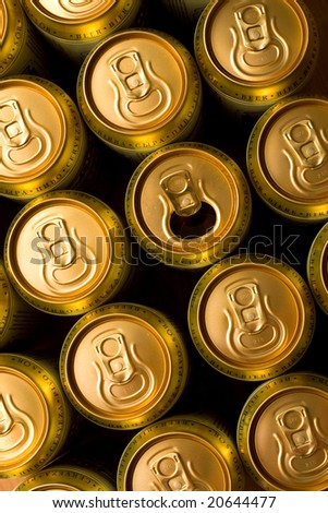 Gold cans of beer