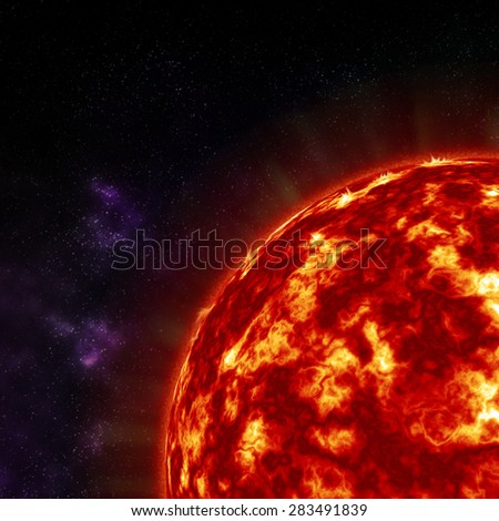close up the sun in space