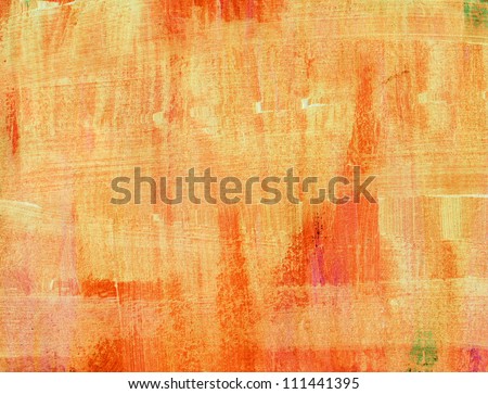 Yellow / red hand-painted brush stroke painted canvas daub background