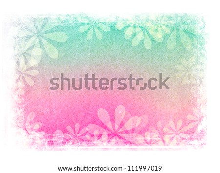 Floral background over an old paper texture with grungy messy border