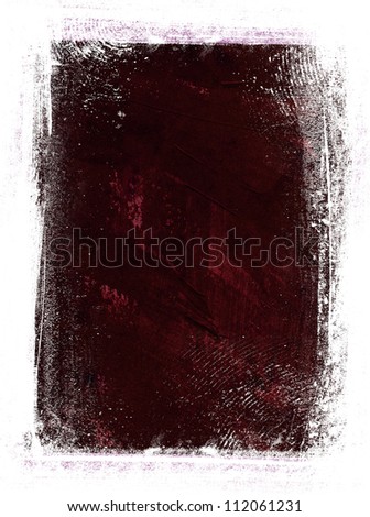 Maroon hand painted canvas background with grungy border