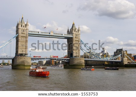 Tower bridge full of red London buses