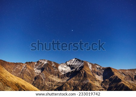 Mountains and clear night sky full of stars