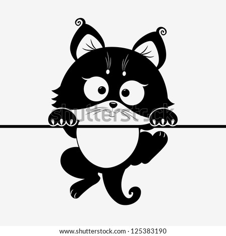 black and white illustration silhouette cute cat black and white illustration silhouette cute cat