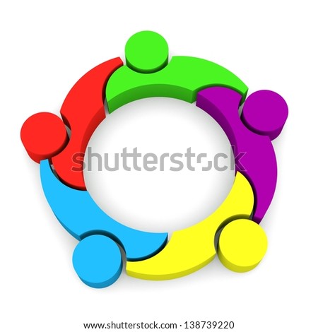 Team Business 5,  3D isolated color, white background
