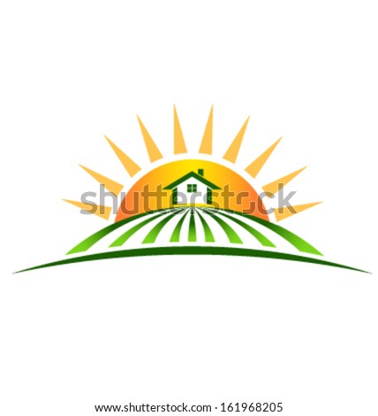 Vector Farm House with sun Vector Farm House with sun