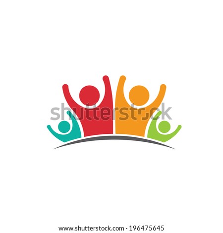 Teamwork Family of Four members image Concept of parentage happiness dynasty Teamwork Family of Four members image Concept of parentage happiness dynasty