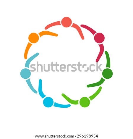 People logo. Group of seven people in circle