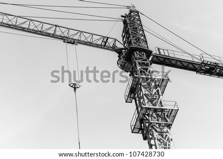 Tower crane against a gray-scale