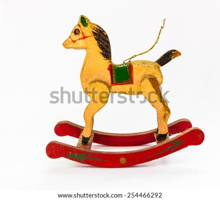 wooden rocking horse chair on white background