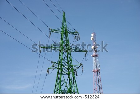 Power lines and mobile antenna