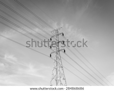 Black and white high voltage power line