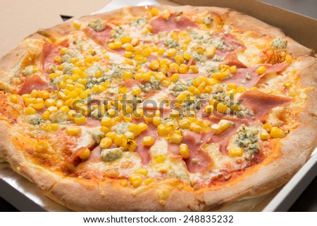 Pizza with cheese and corn