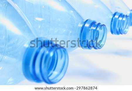 Used plastic bottles of mineral water, plastic waste, environmental protection concept