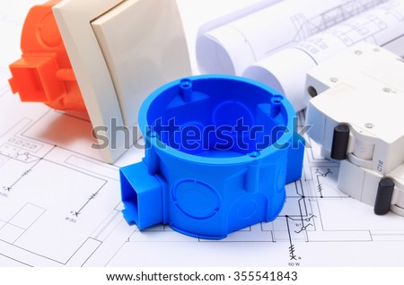 Components for use in electrical installations and rolls of electrical diagrams, accessories for engineering work, energy concept