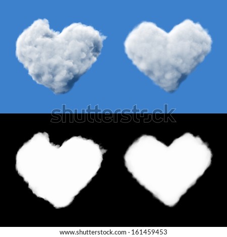 Two heart-shaped clouds with alpha mask