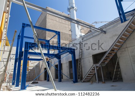 Basement of the new biomass co-generation plant in construction stage for production both electricity and heat in construction stage