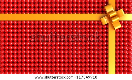 Red gift box with gold ribbon background
