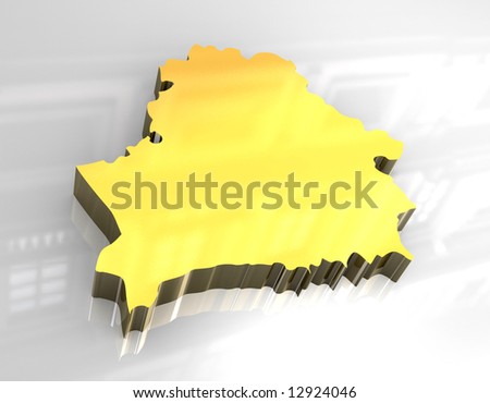 stock photo : 3d golden map of belarus