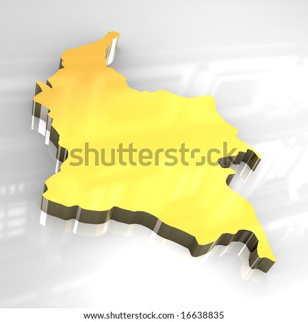 map of colombia. stock photo : 3d golden map of colombia