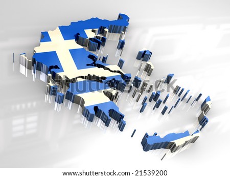 stock photo : 3d flag map of