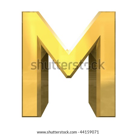 letter m images. stock photo : gold 3d letter M