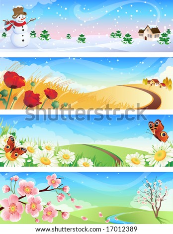 Vector illustration - four seasons landscapes