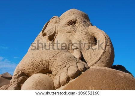 In Finland, every year there is a festival of making sand sculptures. This beautiful elephant is part of \