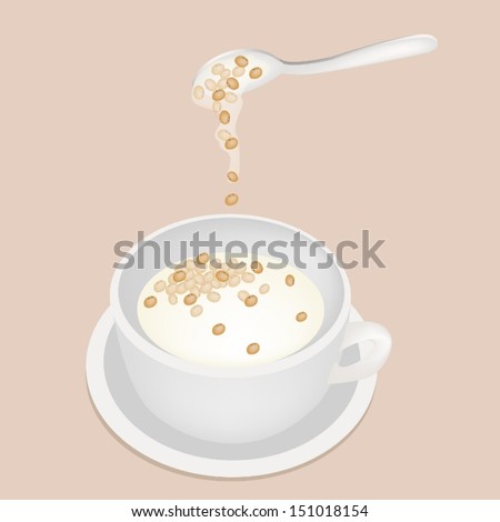 Sweet Food and Dessert Food, Delicious Soy Beans Sweet Dessert with Coconut Milk Isolated on White Background