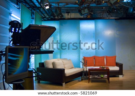 TV studio is prepared for the production and shooting