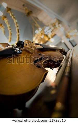 Old violin close up - symphony concert
