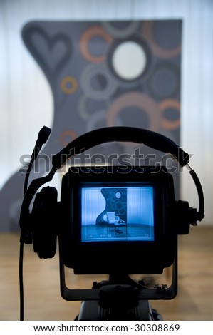 Video camera viewfinder - recording in TV studio - Talking To The Camera